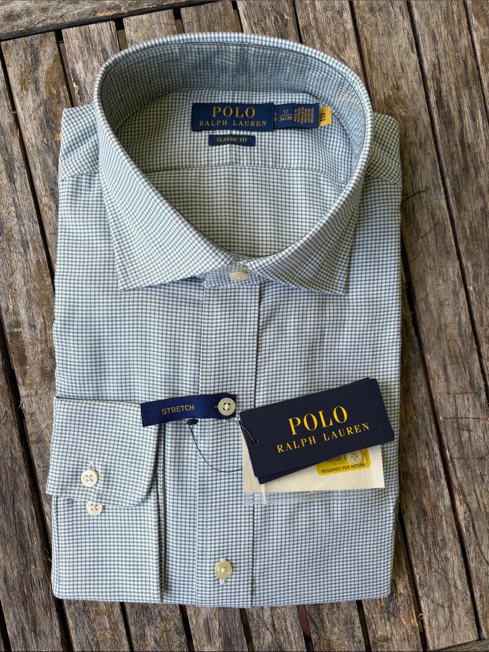 NWT Polo Ralph Lauren Men’s Light Green Micro-Check Stretch Dress Shirt
